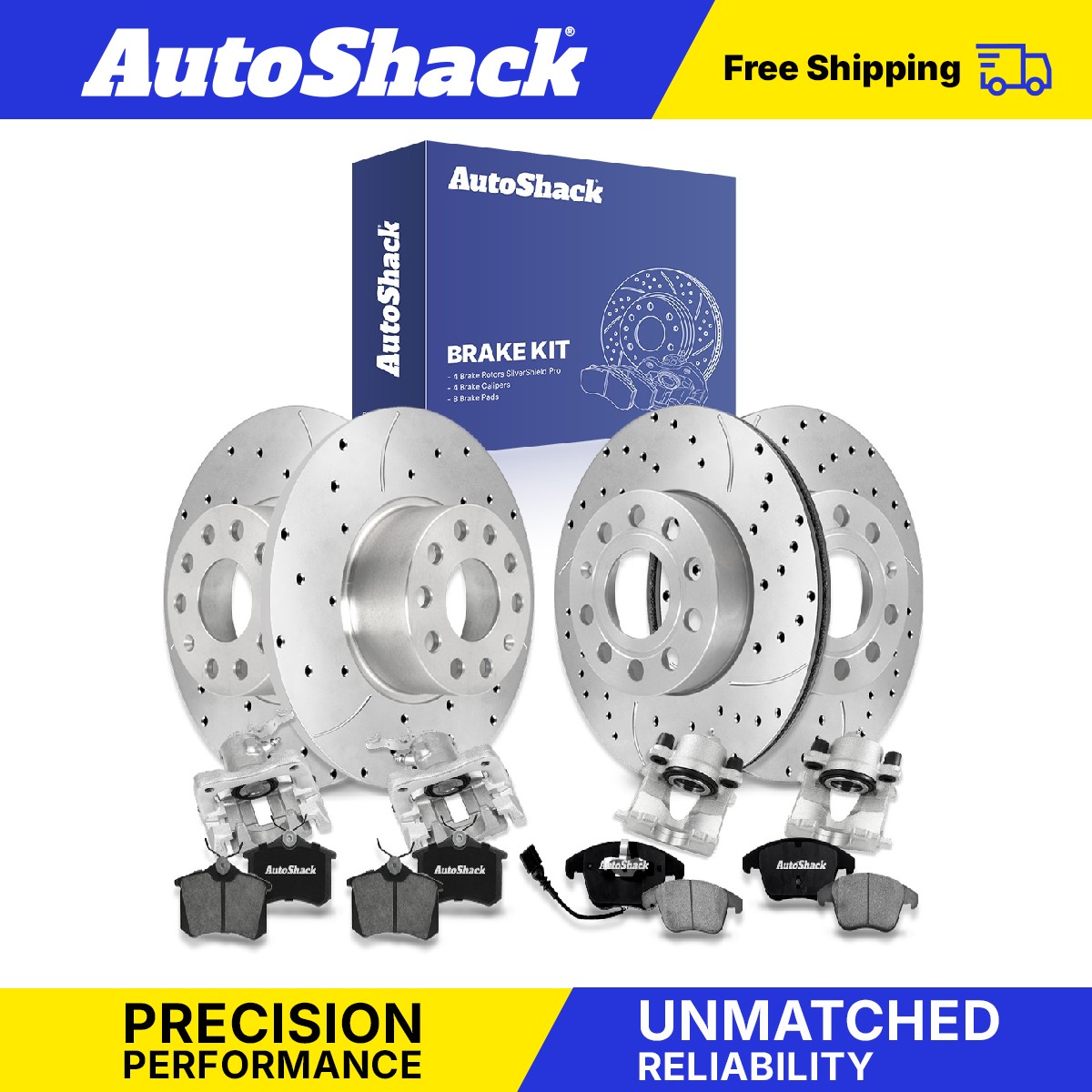 Front Rear Drilled Slotted Brake Rotors Pads Calipers for VW, Jetta 2014-2015