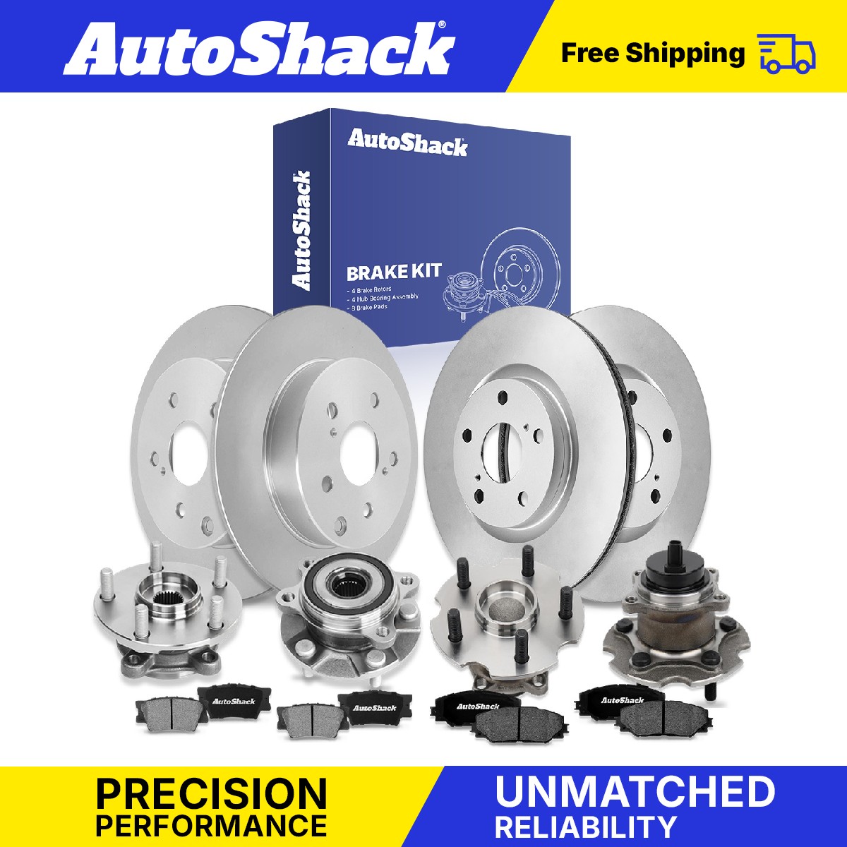 Front Rear Brake Rotors Pads Wheel Hub Kit for Toyota, RAV4 2006-2018
