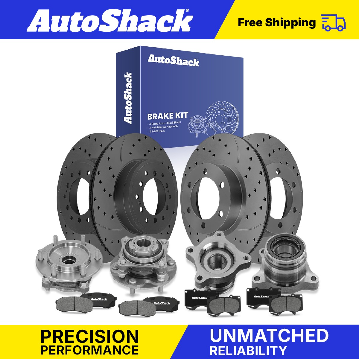 Front Rear Drilled Slotted Brake Rotors Pads Hubs for Toyota, FJ Cruiser 10-14