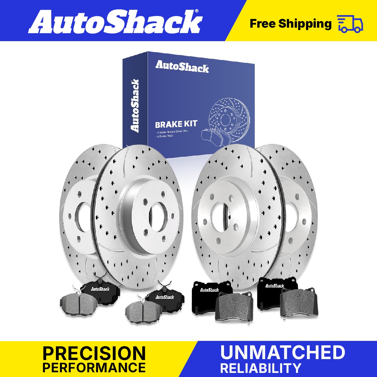 Front Rear Drilled Slotted Brake Rotors Ceramic Pads for 2014 Ford Mustang