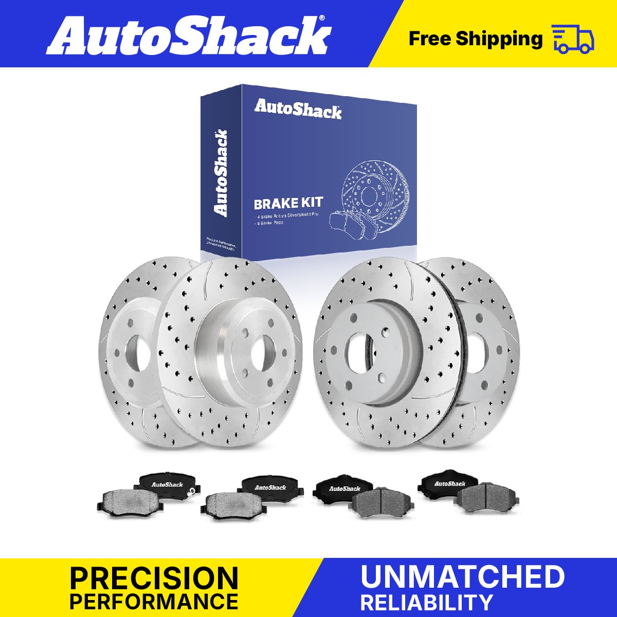 Front Rear Drilled Slotted Brake Rotors Pads for Jeep, Wrangler 2007-2017
