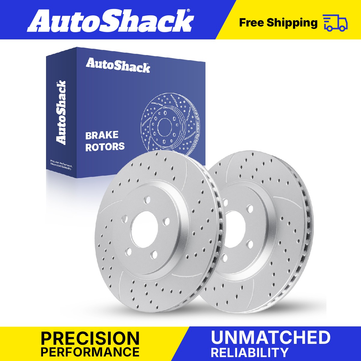 Front Drilled Slotted Brake Rotors Pair for Ford, Mustang 2005-2014