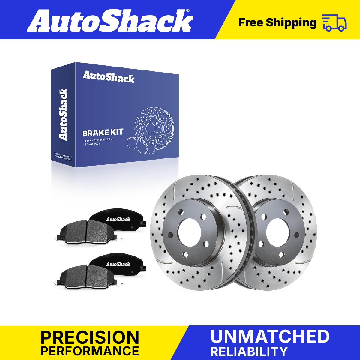 Front Drilled Slotted Brake Rotors Ceramic Pads for Ford, Mustang 2005-2010